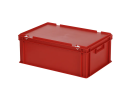 Stapelbehälter mit Deckel - 600 x 400 x H 235 mm (glatter Boden) - Rot - 1