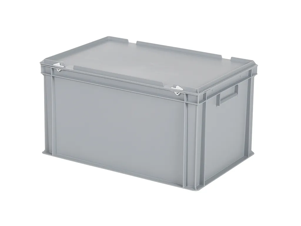 Stacking bin with lid - 600 x 400 x H 335 mm - grey