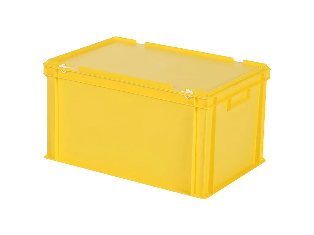 Bac gerbable avec couvercle - 600 x 400 x H 335 mm - Jaune - (fond renforcé)