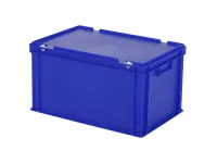 Stapelbak met deksel - 600 x 400 x H 335 mm (versterkte bodem) - blauw