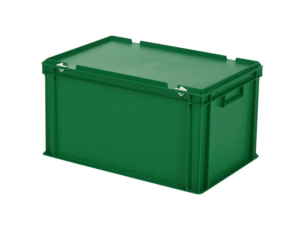 Stapelbak met deksel - 600 x 400 x H 335 mm (versterkte bodem) - groen