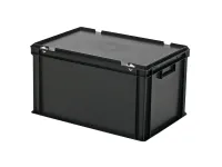 Bac gerbable avec couvercle - 600 x 400 x H 335 mm - Noir - (fond renforcé)