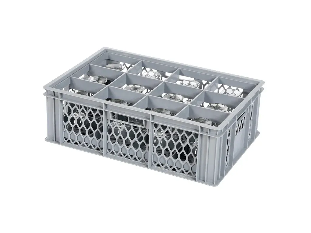 Glass crate BASIC - 600 x 400 x H 198 mm for 12 glasses - max. height 169mm - max. Ø 116mm